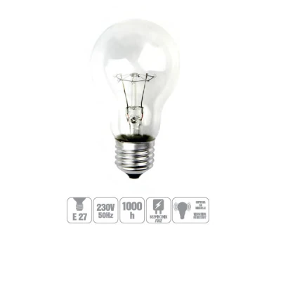 ŻARÓWKA WSTRZĄSOODPORNA GLIS-150CL 150W E27 A68 PRZEZROCZYSTA