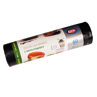LUX-WORKI NA SMIECI 60L LDPE Z TAŚMĄ A'10 CZARNE
