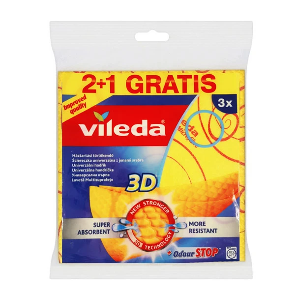 VILEDA-3 ŚCIERKI UNIWERSALNE 3D  2+1 144826