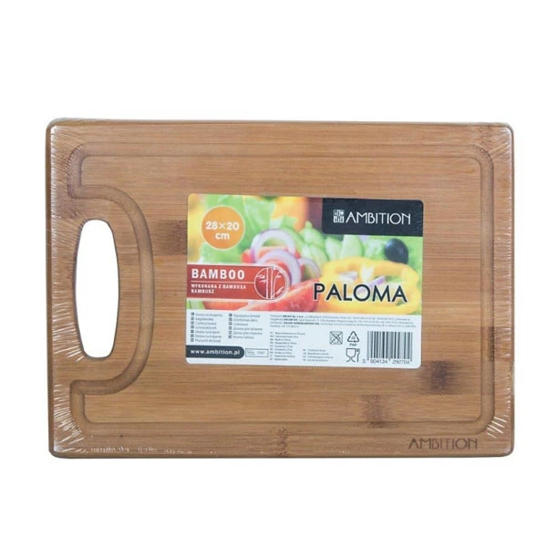 DESKA DO KROJENIA BAMBUSOWA Z UCHWYTEM 28X20 SOLIDNA TRWAŁA EKOLOGICZNA