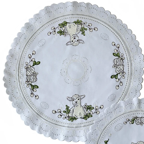 ROD-SERWETKA FI 45CM *WIELKANOC BARANEK* /5/ SREBRNY