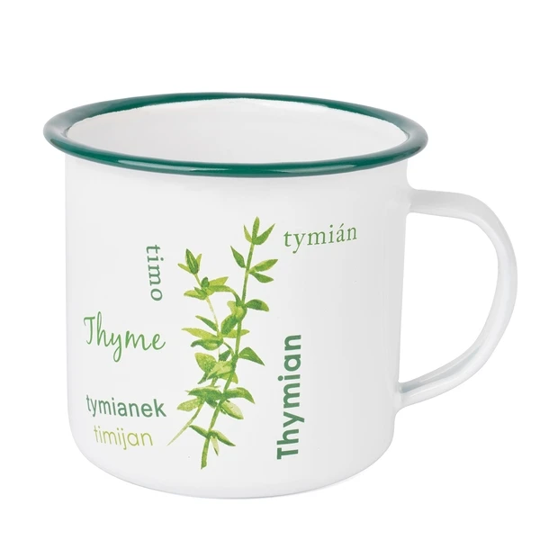 TAD-KUBEK EMAL. BIAŁY ZDOB. 10CM 750ML *TYMIANEK I *