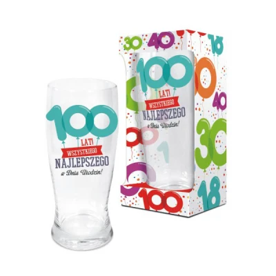 BG-SZKLANKA DO PIWA BALONIKI URODZINOWE *100LAT*