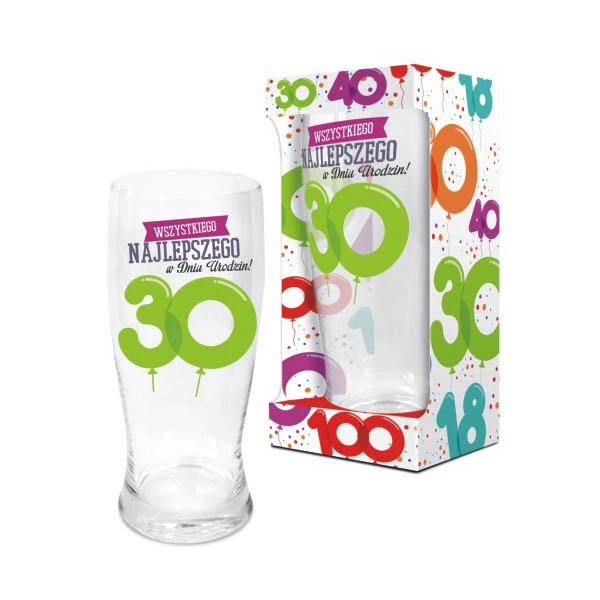 BG-SZKLANKA DO PIWA BALONIKI URODZINOWE *30*