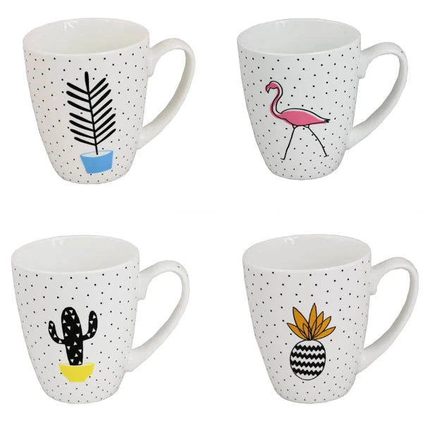 CH-KUBEK PORCELANOWY *KROPKI MIX* 410ML 8821