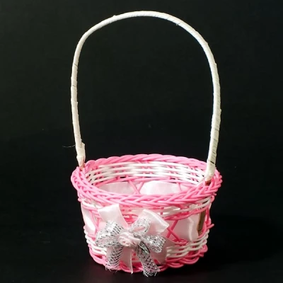 DM-KOSZYK DEKORACYJNY RÓŻOWO-BIAŁY TD00132