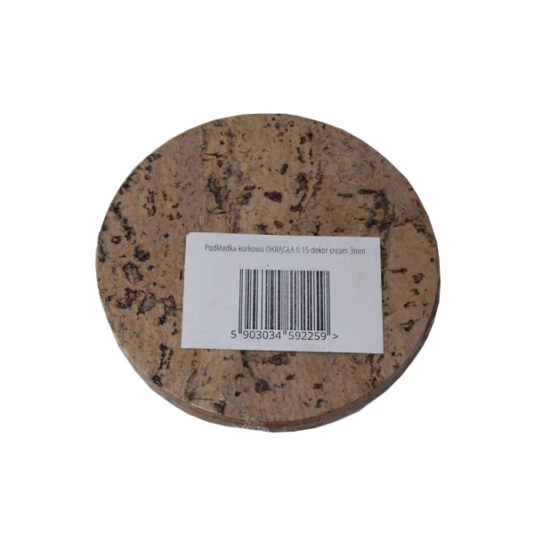 KOR-PODKŁADKA KORKOWA OKRĄGŁA FI 15 DEKOR CREAM 3MM  /4/