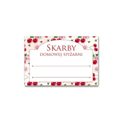 KPL. 36 ETYKIET SAMOPRZYLEPNYCH 60X40MM  *SKARBY DOMOWEJ SPIŻARNI - WIŚNIE*