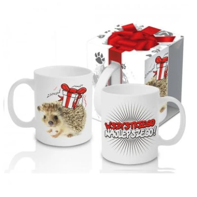 KUBEK PORCELANOWY ZWIERZAK *JEŻ-WSZYSTKIEGO NAJLEPSZEGO*