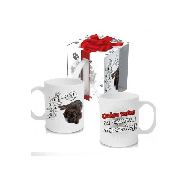 KUBEK PORCELANOWY ZWIERZAK *PIES-DOBRA RADA*