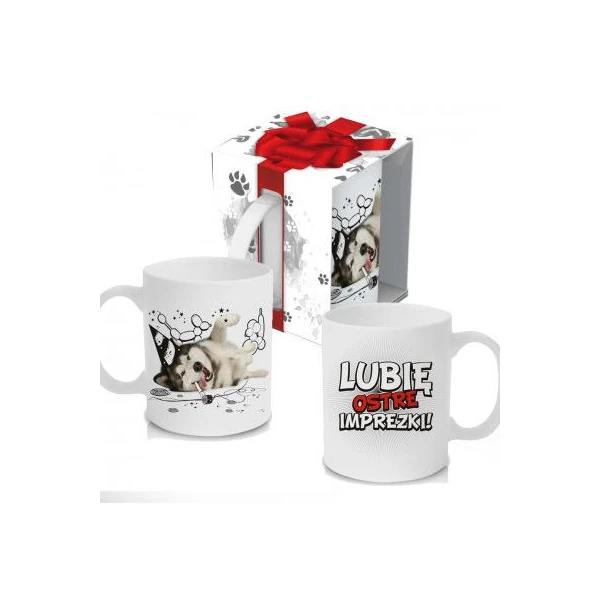 KUBEK PORCELANOWY ZWIERZAK *PIES-LUBIĘ OSTRE IMPREZKI*