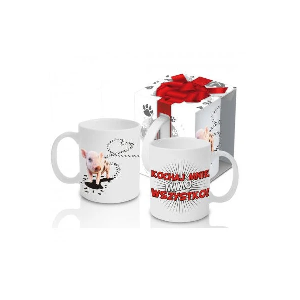 KUBEK PORCELANOWY ZWIERZAK *ŚWINKA-KOCHAJ MNIE*