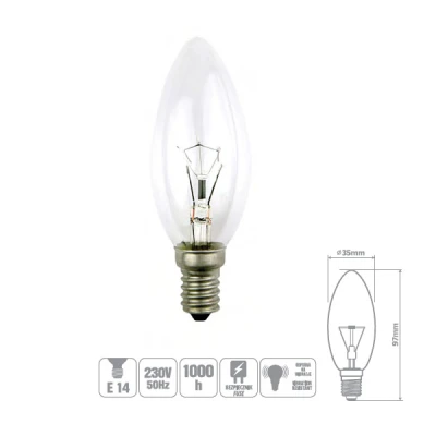 ŻARÓWKA WSTRZĄSOODPORNA CLIS-40CL 40W E14 ŚWIECA PRZEZROCZYSTA