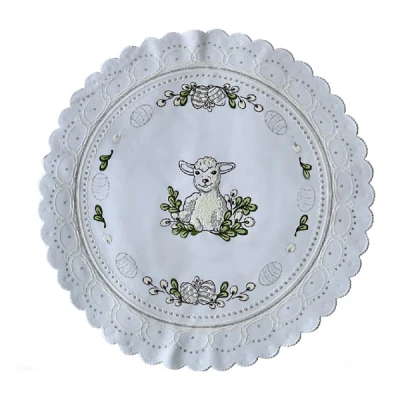 ROD-SERWETKA FI 35CM *WIELKANOC BARANEK* /6/ SREBRNY