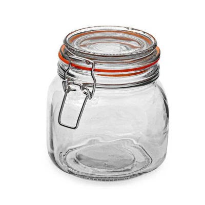 TG-SŁÓJ KWADRAT Z KLAMRĄ I GUMKĄ *0,75L* 620F/24311