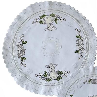 ROD-SERWETKA FI 45CM *WIELKANOC BARANEK* /5/ SREBRNY