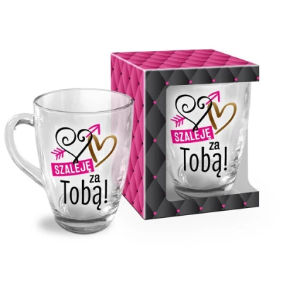 BG-KUBEK SZKLANY BARYŁKA 350ML *SZALEJE ZA TOBĄ*