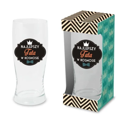 BG-SZKLANKA DO PIWA 0,5L *NAJLEPSZY TATA W KOSMOSIE CZARNY*