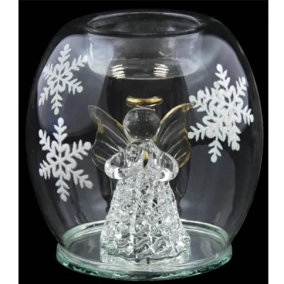 CH-ŚWIECZNIK NA TEALIGHTA SZKLANA KULA Z ANIOŁKIEM 3834