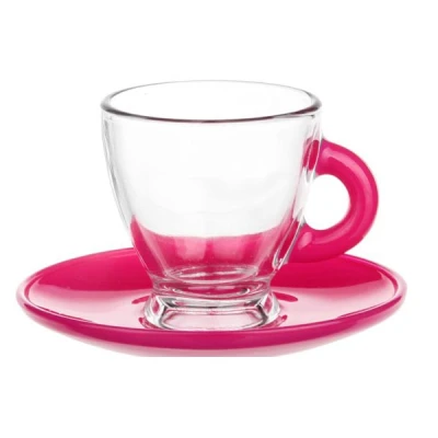 GLA-KPL. FILIŻANKA+SPODEK 85ML MAGENTA *UCHO*