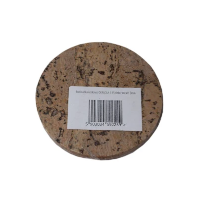 KOR-PODKŁADKA KORKOWA OKRĄGŁA FI 15 DEKOR CREAM 3MM  /4/