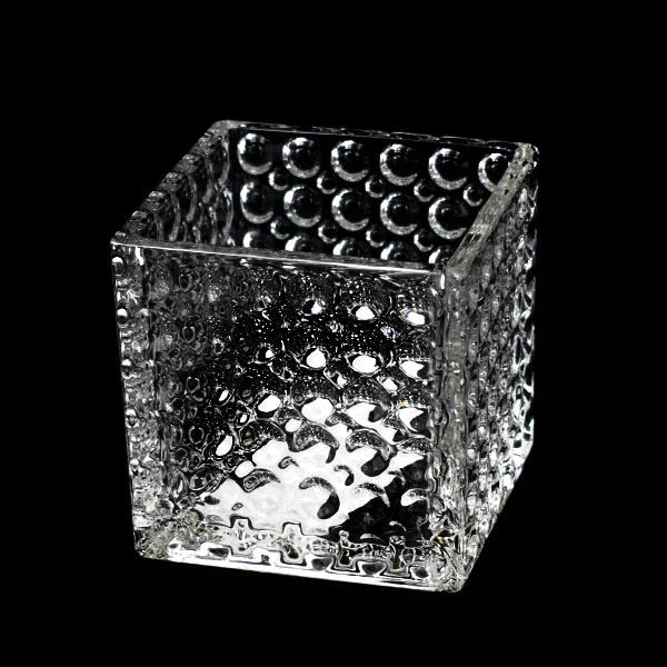 SOB-WAZON SZKLANY *KWADRAT OPTYK KUGLE - WZÓR* 10X10CM H10CM