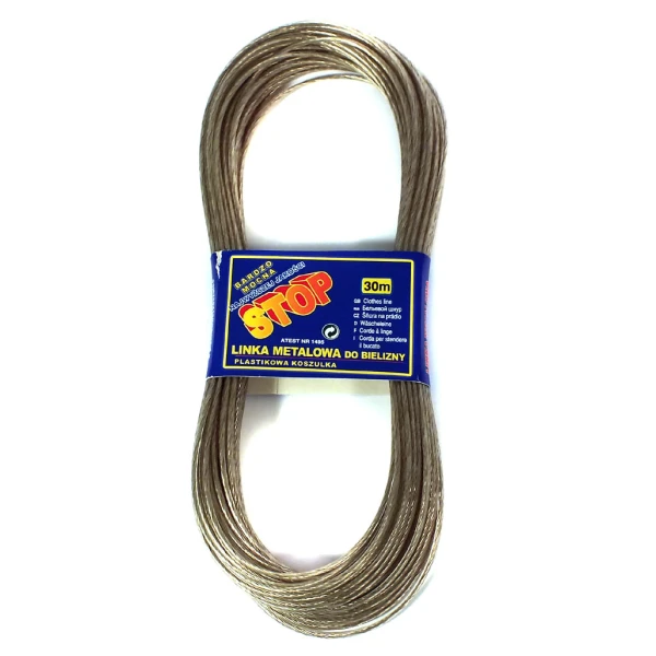 LINKA METALOWA SZNUREK NA PRANIE UBRANIA STALOWA 30MB WYTRZYMAŁA