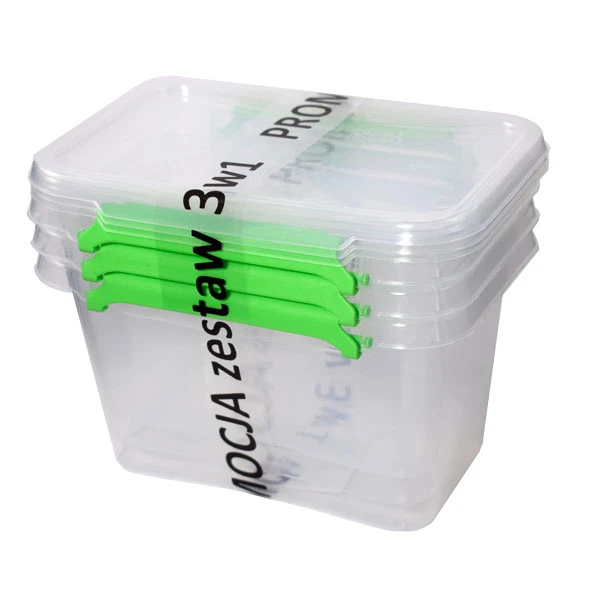 ZESTAW POJEMNIKÓW 0,65L 3W1 Z ZIELONYMI KLIPSAMI 0012