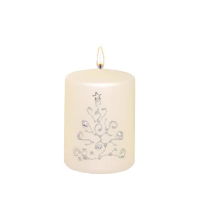 ADPAL-ŚWIECA PIEŃKOWA 100/70 ZIMOWE DRZEWKO METALIK PÓŁMAT BIAŁA