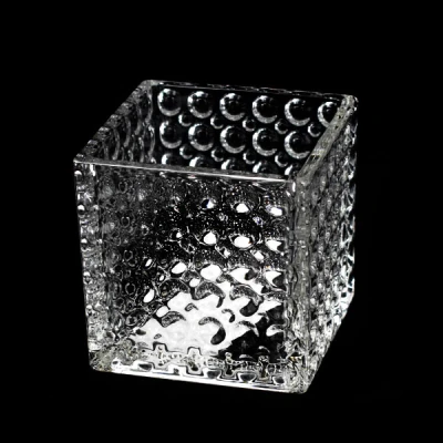 SOB-WAZON SZKLANY *KWADRAT OPTYK KUGLE - WZÓR* 10X10CM H10CM