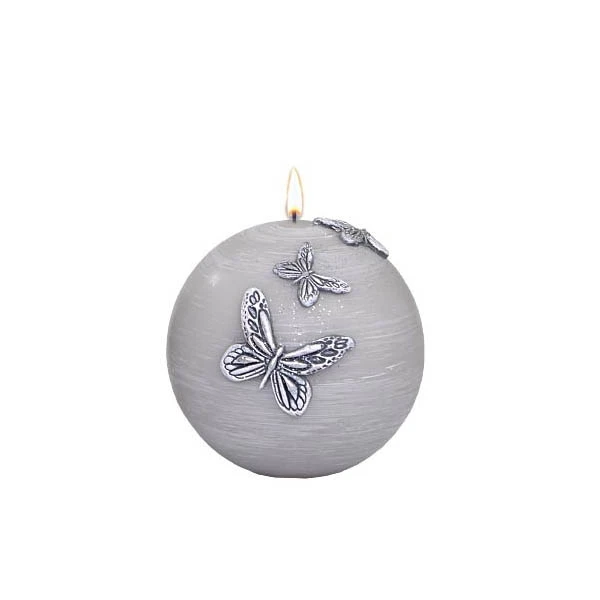 AD-ŚWIECA KULA K-3 FI80  BUTTERFLY MATOWA JASNY POPIEL