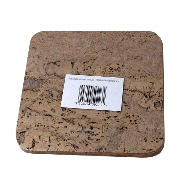 KOR-PODKŁADKA KORKOWA KWADRAT ŚREDNI DEKOR CREAM 3MM  /4/