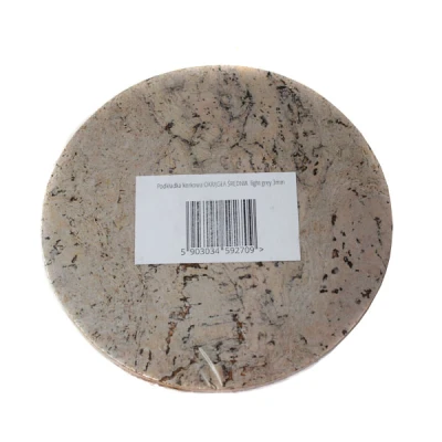 KOR-PODKŁADKA KORKOWA OKRĄGŁA ŚREDNIA DEKOR LIGHT GREY 3MM  /4/