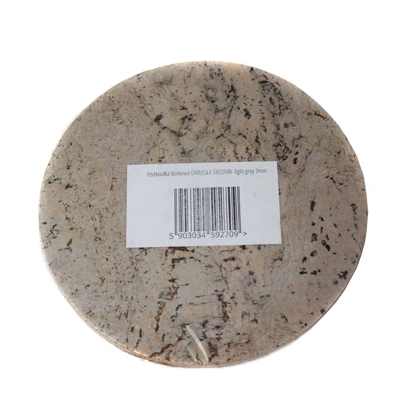KOR-PODKŁADKA KORKOWA OKRĄGŁA ŚREDNIA DEKOR LIGHT GREY 3MM  /4/