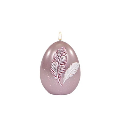 AD-ŚWIECA JAJKO 90/70 DUŻE PIÓRKO METALIK PUDROWY RÓŻ