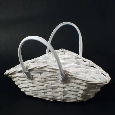 DM-KOSZ WIKLINOWY OWALNY Z USZAMI BIAŁY DM15234/1 MAŁY