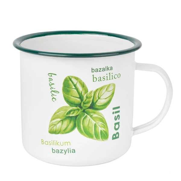 TAD-KUBEK EMAL. BIAŁY ZDOB. 10CM 750ML *BAZYLIA I*