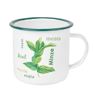 TAD-KUBEK EMAL. BIAŁY ZDOB. 10CM 750ML *MIĘTA*