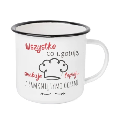 TAD-KUBEK EMAL. BIAŁY ZDOB. 10CM 750ML *WSZYSTKO CO UGOTUJĘ*