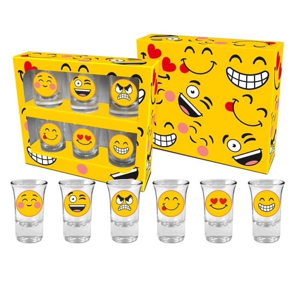 BG-ZESTAW 6 KIELISZKÓW 35ML EMOTKI *EMOTIKONY*