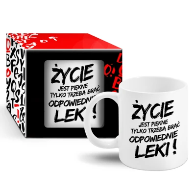 CF-KUBEK BOSS 300ML *ŻYCIE JEST PIĘKNE TYLKO TRZEBA BRAĆ ODPOWIEDNIE LEKI*