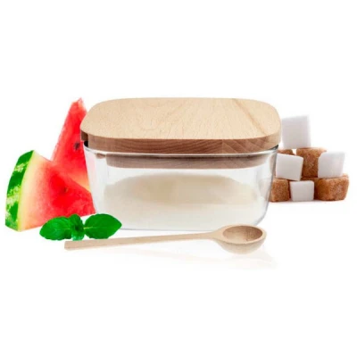 GLASMARK-CUKIERNICA DREWNO/SZKŁO + ŁYŻECZKA