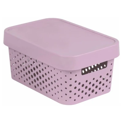 POJEMNIK AŻUROWY *INFINITY* 4,5L Z POKRYWĄ RÓŻOWY 229156