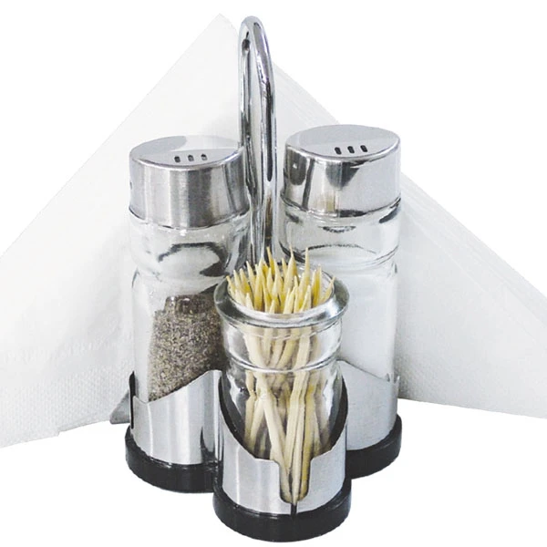 SPL-1610C ZESTAW SÓL + PIPERZ + SERWETNIK + POJEMNIK + PODSTAWKA