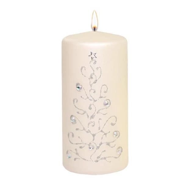 ADPAL-ŚWIECA PIEŃKOWA 150/70 ZIMOWE DRZEWKO METALIK PÓŁMAT BIAŁA