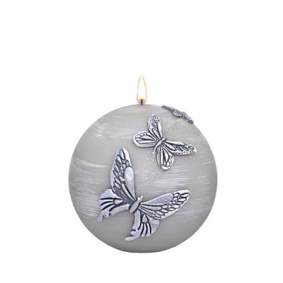 AD-ŚWIECA KULA K-4 FI100  BUTTERFLY MATOWA JASNY POPIEL