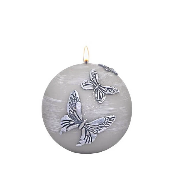 AD-ŚWIECA KULA K-4 FI100  BUTTERFLY MATOWA JASNY POPIEL