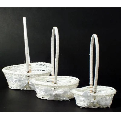 DM-KPL. 3 KOSZYKÓW DEKORACYJNYCH OWAL BIAŁE TD00131