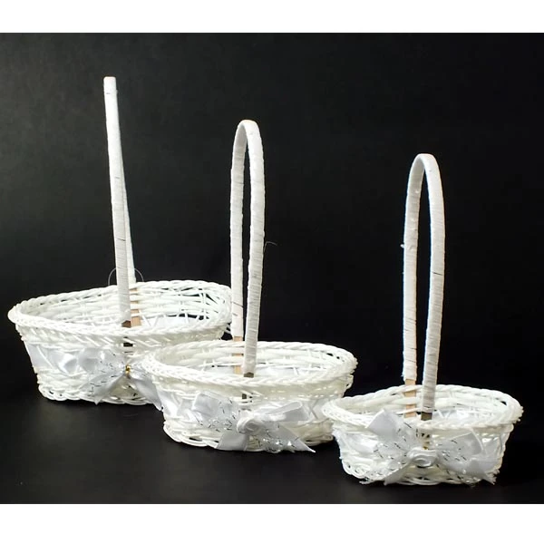 DM-KPL. 3 KOSZYKÓW DEKORACYJNYCH OWAL BIAŁE TD00131