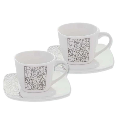 MON-KPL. 2-FILIŻANEK ZE SPODKAMI *GREY1*